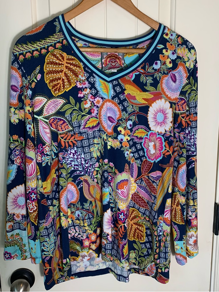 Johnny Was The Wild Bird Janie Favorite V-Neck Kimono Sleeve Tee Size Small